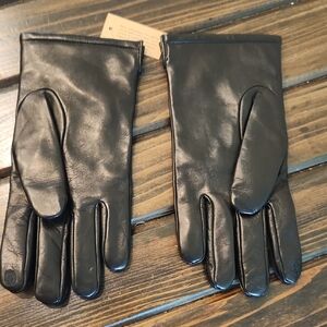 J. Crew Black Leather Cashmere Lined Women's Gloves